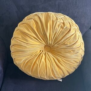 Urban Outfitters Round Yellow Velvet Pillow